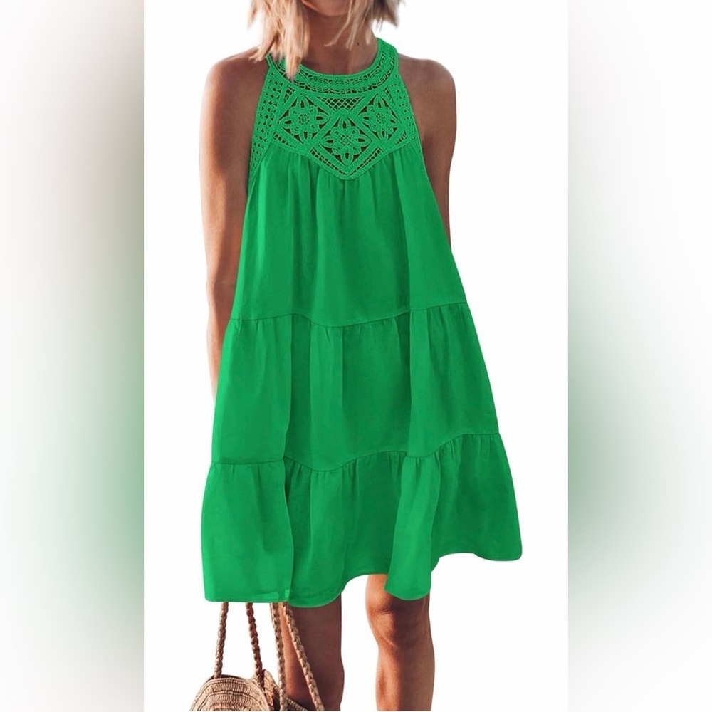 🆕Halter Neck A-Line Boho Mini Dress